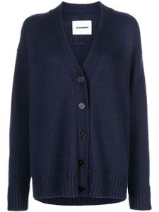 Jil Sander cardigan en maille à col v - Bleu