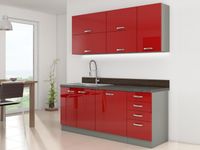 Complete keuken LINEOS grijs/hoogglans rood