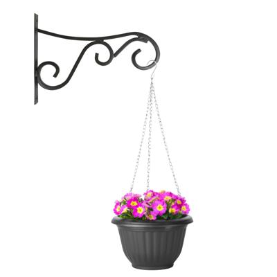 Hangpot + Muurhaak Trani - antraciet - D25 cm - kunststof - metaal - tuinaccessoires