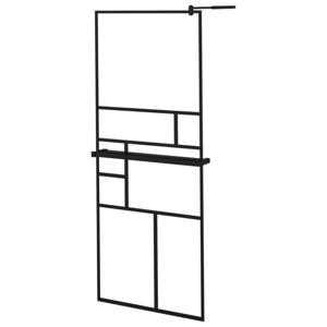 vidaXL Inloopdouchewand met schap 80x195 cm ESG-Glas aluminium zwart