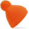 Beechfield CB382 Engineered Knit Ribbed Pom Pom Beanie - Orange - One Size