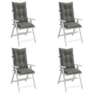 VidaXL Stoelkussens 4 st hoge rug 120x50x7 cm stof donkergrijs VidaXL Stoelkussens 4 st hoge rug 120x50x7 cm stof donkergrijs