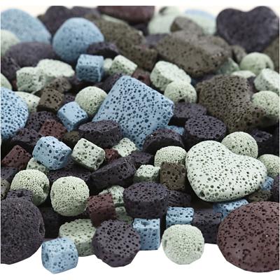 Creativ Company Lava kralen, afm 6-37 mm, gatgrootte 1+2 mm, inhoud kan variëren , ca. 890 stuk, diverse kleuren, 20 slagen/ 1 doos