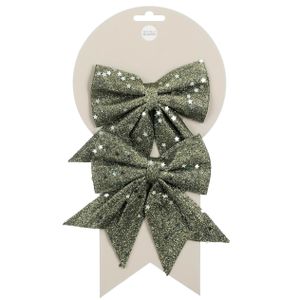 Kerst ornamenten strikken - 2x st - donkergroen - 12 x 13 cm - glitter strikjes