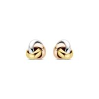 14k Tricolor Gouden Oorknoppen 5mm - Knoopvorm, Wit, Rosé & Geel