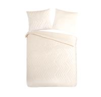 Pure Dekbedovertrek "luxe zizag biezen/ borduursels" - Wit - (155x220 cm) - Microfiber