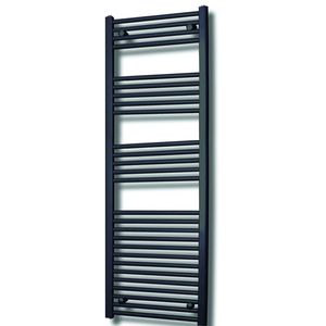 Elektrische Design Radiator Sanicare Plug & Play 172x45 cm Mat Zwart 920 Watt Met Chroom Thermostaat Links