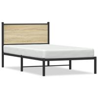 Bedframe met hoofdbord metaal sonoma eikenkleurig 100x200 cm - thumbnail