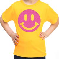 Verkleed T-shirt voor meisjes - smiley - geel - carnaval - feestkleding voor kinderen