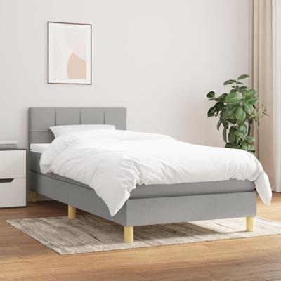 Boxspring met matras stof lichtgrijs 90x190 cm