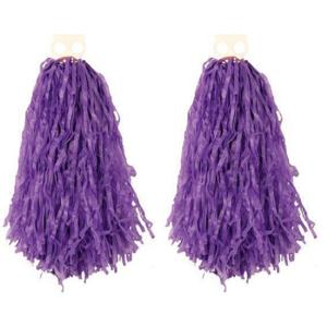 Cheerball - 4x - met ringgreep - paars - 28 cm - pompom - Cheerleader verkleed accessoires