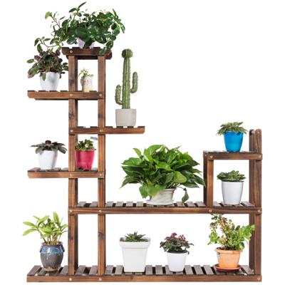 7-Laags Plantenrek Plantenstandaard Houten Plank Displayrek Multifunctioneel Opbergrek Binnen- en Buitenbloemenrek Bruin