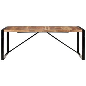 The Living Store Industriële Houten Eettafel - 200x100x75 cm - Massief Acaciahout en Rubberwood met Sheesham Afwerking