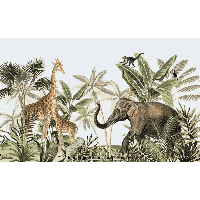 Designed4Kids wandvullend behang kinderkamer giraffe met jong-420 x 260 cm