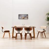 Eetkamerstoelen 6 st gebogen hout en kunstleer crème