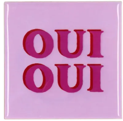 Daan Kromhout Design tegeltje keramiek oui oui 10x10cm purple
