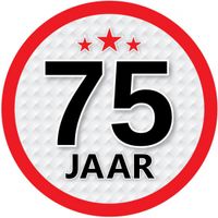 75 jaar leeftijd sticker rond 15 cm verjaardag versiering - thumbnail