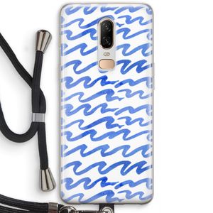 Blauwe golven: OnePlus 6 Transparant Hoesje met koord