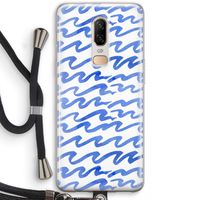 Blauwe golven: OnePlus 6 Transparant Hoesje met koord