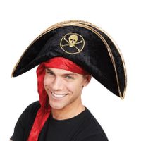 Rubies Carnaval verkleed hoed voor een Piraat - zwart - polyester - heren/dames   -