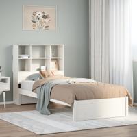 Bed met boekenkast zonder matras grenenhout wit 90x190 cm