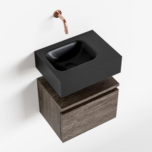 MONDIAZ ANDOR 40cm toiletmeubel dark brown. LEX 40cm wastafel urban links geen kraangat