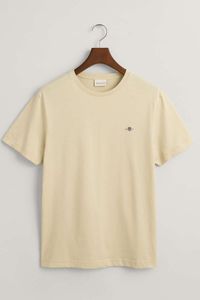 GANT Regular Fit T-Shirt ronde hals beige, Effen