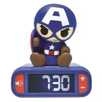 LEXIBOOK Digitale Nachtlamp Wekker - Captain America - 3D Licht en Geluid - Kinder