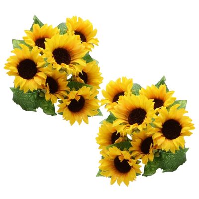 Zonnebloemen kunstbloemen boeket - 12x - geel - H34 cm