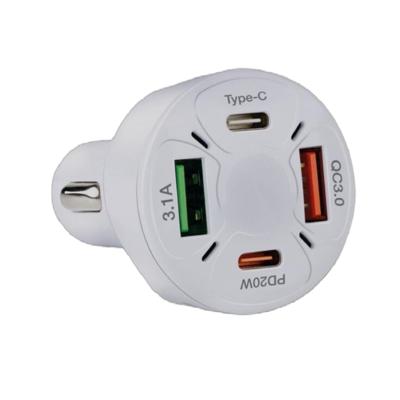 Autolader USB - 4 poorten - geschikt voor in de auto - universeel - snellader - 12V