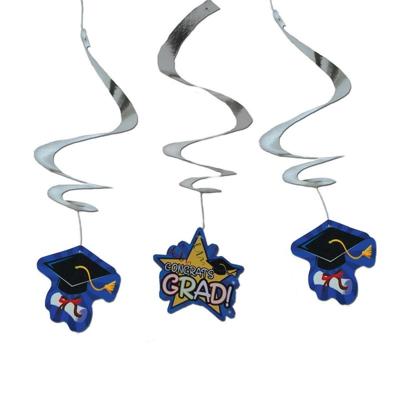 Geslaagd feestartikelen - Hangdecoraties - 3x stuks - 50 cm - Plafond versieringen - papier