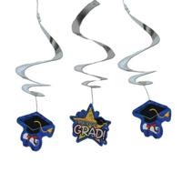 Geslaagd feestartikelen - Hangdecoraties - 3x stuks - 50 cm - Plafond versieringen - papier