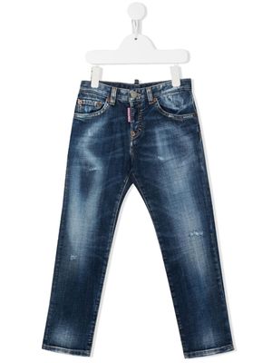 DSQUARED2 KIDS jean slim à effet délavé - Bleu