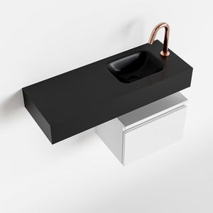 Toiletmeubel Mondiaz Andor | 80 cm | Meubelkleur Talc | Lex vrijhangend wastafel Urban Rechts | 1 kraangat