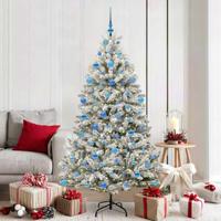 Kunstkerstboom met 300 LED Groen en Wit 180 cm PVC en Metaal