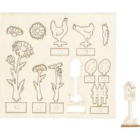 Creativ Company Diy houten figuren kippen, eieren en bloemen