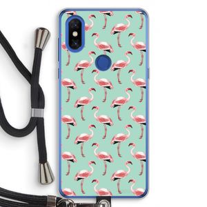 Flamingoprint groen: Xiaomi Mi Mix 3 Transparant Hoesje met koord