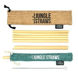 Set van 6 Bamboe Rietjes met Borsteltje en Jute Zakjes Jungle Culture - Marine