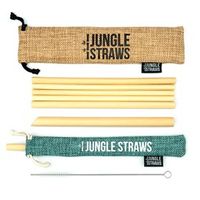 Set van 6 Bamboe Rietjes met Borsteltje en Jute Zakjes Jungle Culture - Marine