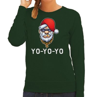 Gangster / rapper Santa foute Kerstsweater / outfit groen voor dames Gangster / rapper Santa foute Kerstsweater / outfit groen voor dames