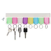 Sleutelrekje met 8 sleutellabels - kunststof - kleurenmix - 29 cm - sleutelhangers Sleutelrekje met 8 sleutellabels - kunststof - kleurenmix - 29 cm - sleutelhangers