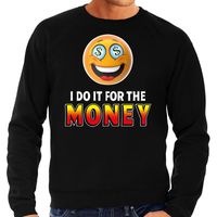 Funny emoticon sweater I do it for the money zwart heren