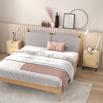 Nachtkastje Rattan 2-delige set Nachtkastje met Lade en Kast 45 x 30 x 59 cm Natuur