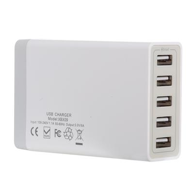 XBX09 5V 8A 5 USB Ports Quick Charger Travel Charger(White)