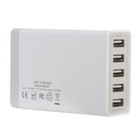 XBX09 5V 8A 5 USB Ports Quick Charger Travel Charger(White)