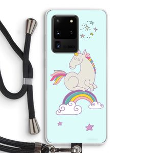 Regenboog eenhoorn: Samsung Galaxy S20 Ultra Transparant Hoesje met koord