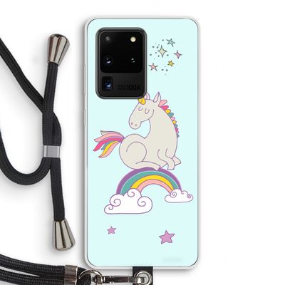 Regenboog eenhoorn: Samsung Galaxy S20 Ultra Transparant Hoesje met koord