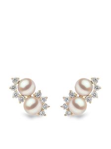 Yoko London puces d'oreilles en or 18ct ornées de perles d'Akoya et diamants