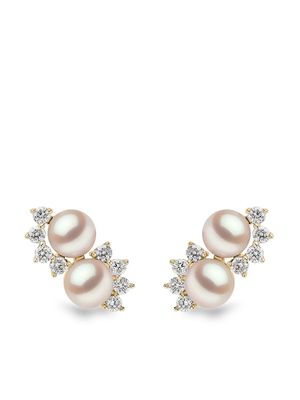 Yoko London puces d'oreilles en or 18ct ornées de perles d'Akoya et diamants