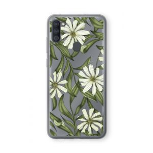 Wit bloemenpatroon: Samsung Galaxy A11 Transparant Hoesje